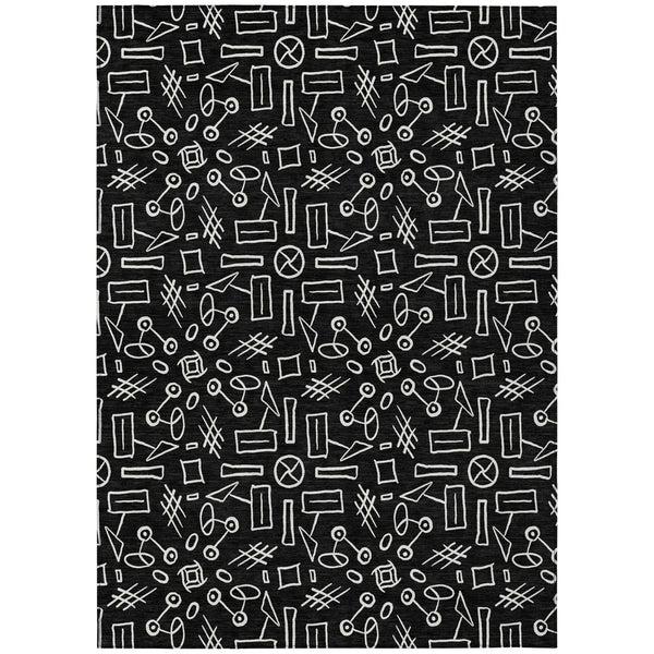 3' X 5' Black And White Geometric Washable Indoor Outdoor Area Rug Homeroots Outdoor