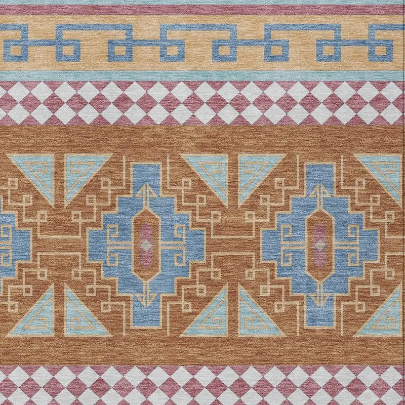 3' X 5' Blue And Aqua Tribal Washable Indoor Outdoor Area Rug Homeroots Outdoor