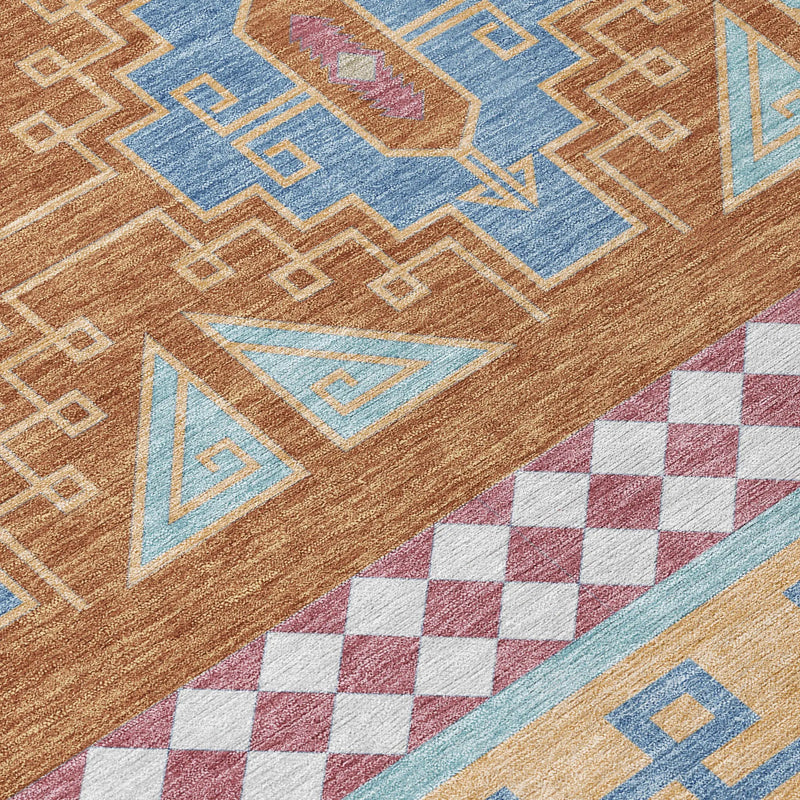 3' X 5' Blue And Aqua Tribal Washable Indoor Outdoor Area Rug Homeroots Outdoor