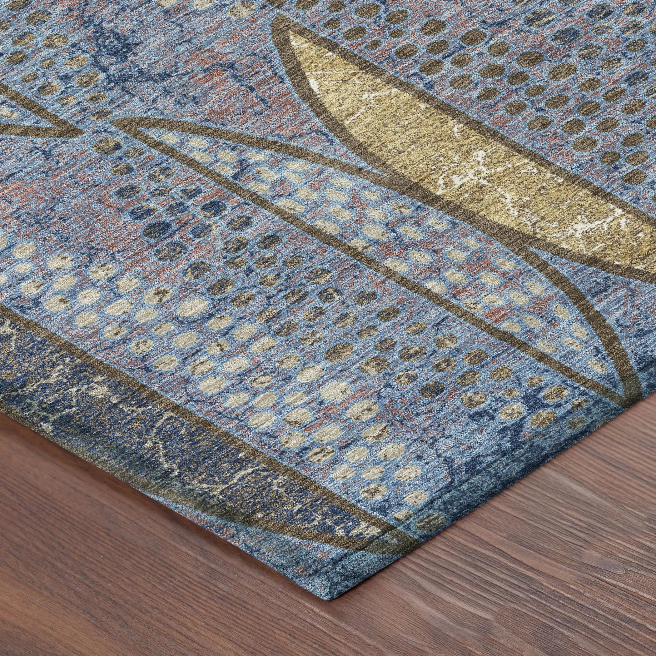 3' X 5' Blue And Brown Geometric Washable Indoor Outdoor Area Rug Homeroots Outdoor