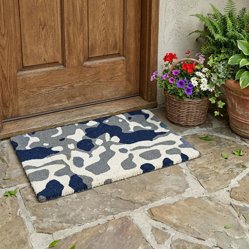 3' X 5' Blue And Charcoal Geometric Washable Indoor Outdoor Area Rug Homeroots Outdoor