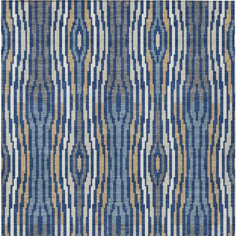 3' X 5' Blue And Denim Blue Abstract Washable Indoor Outdoor Area Rug Homeroots Outdoor