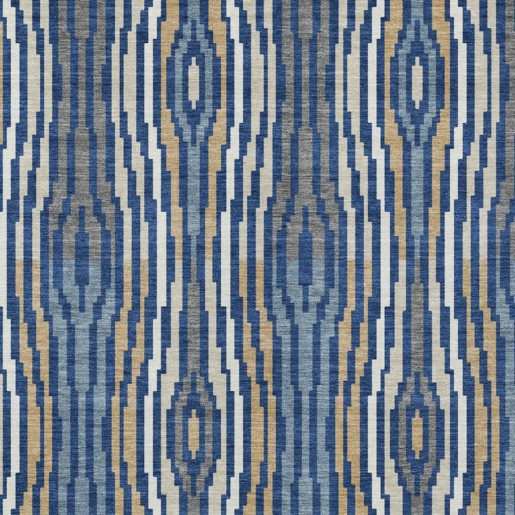 3' X 5' Blue And Denim Blue Abstract Washable Indoor Outdoor Area Rug Homeroots Outdoor