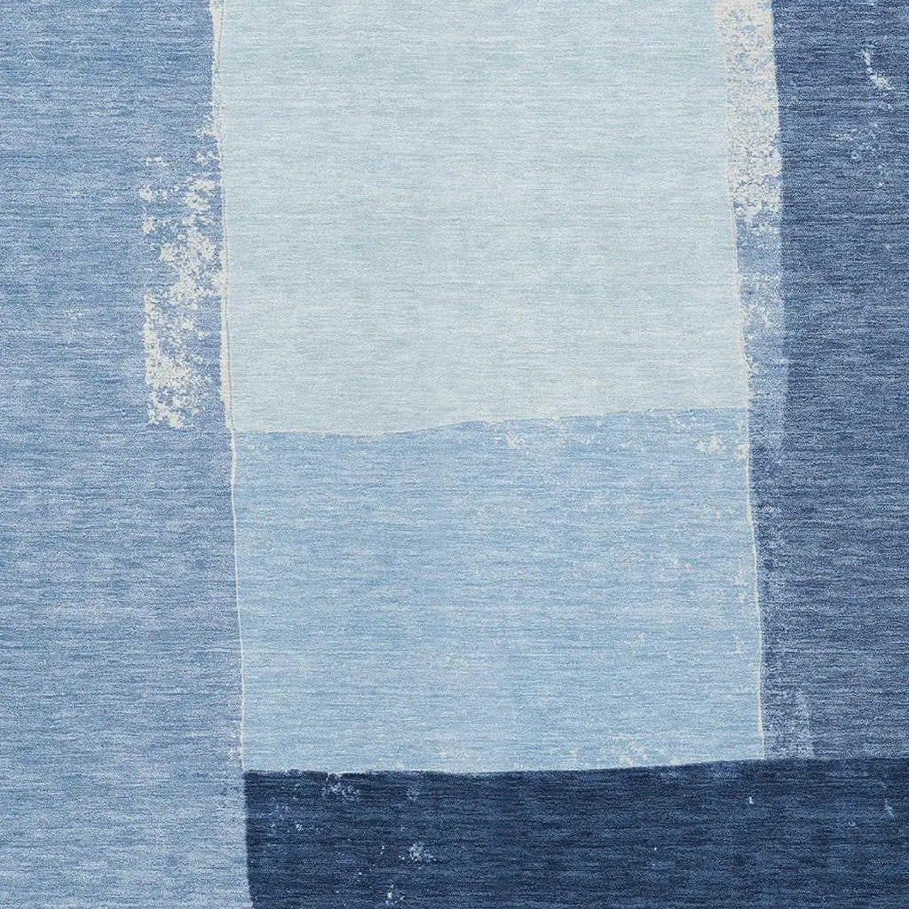3' X 5' Blue And Denim Blue Geometric Washable Indoor Outdoor Area Rug Homeroots Outdoor