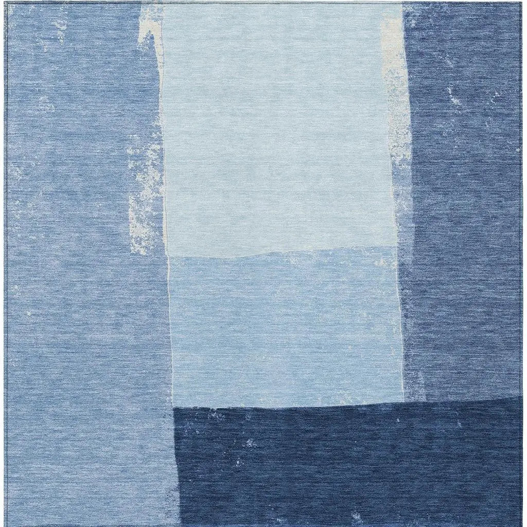3' X 5' Blue And Denim Blue Geometric Washable Indoor Outdoor Area Rug Homeroots Outdoor
