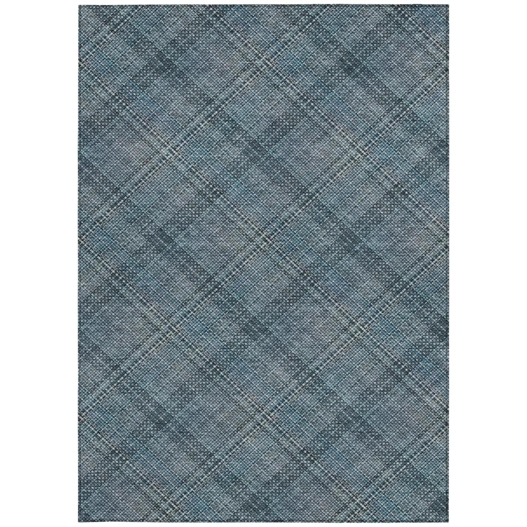 3' X 5' Blue And Graphite Plaid Washable Indoor Outdoor Area Rug Homeroots Outdoor