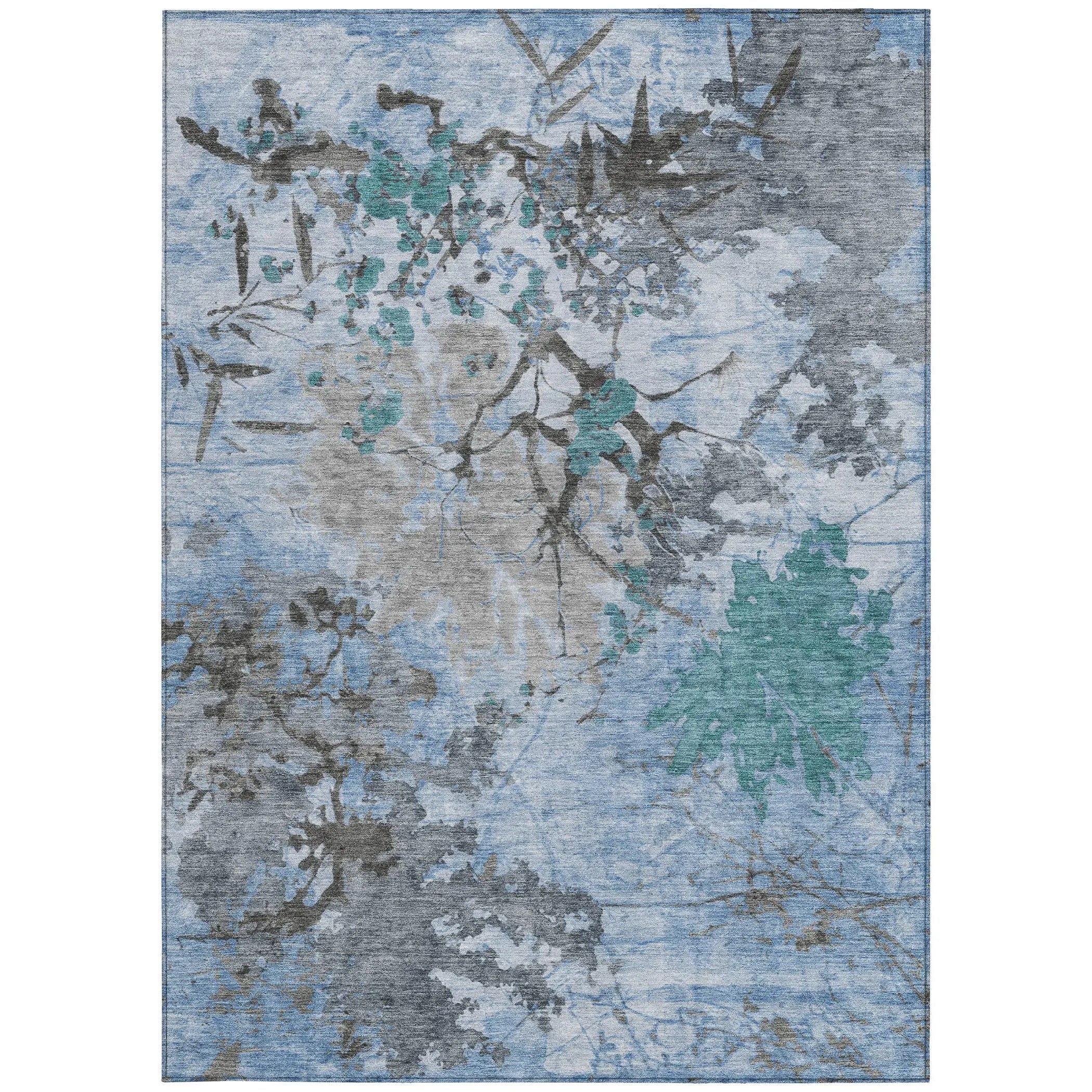 3' X 5' Blue And Gray Abstract Washable Indoor Outdoor Area Rug Homeroots Outdoor