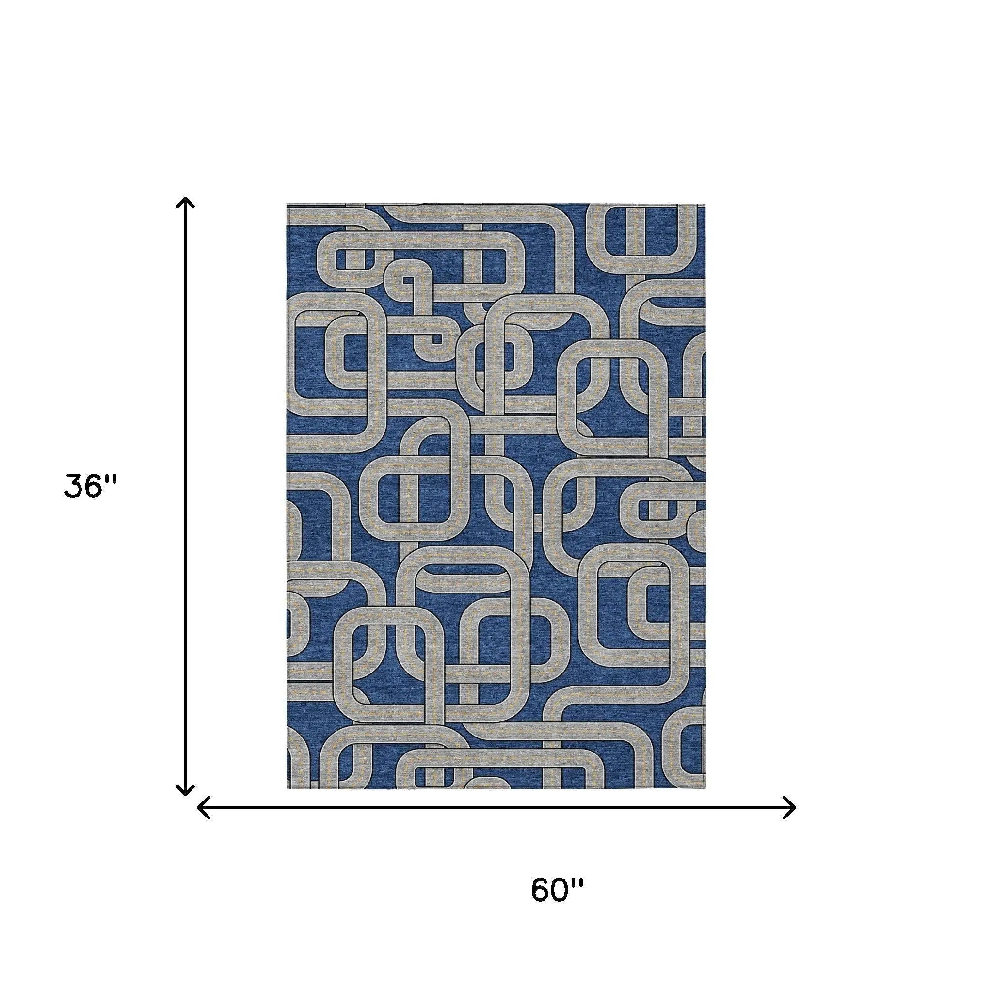 3' X 5' Blue And Gray Geometric Washable Indoor Outdoor Area Rug Homeroots Outdoor