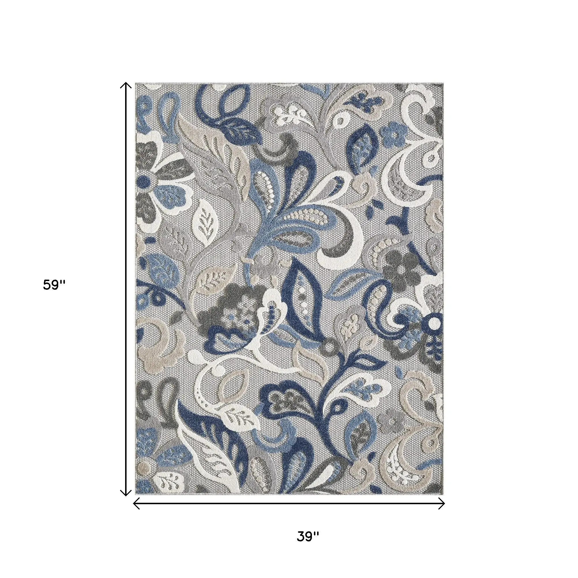 3' X 5' Blue And Gray Indoor Outdoor Area Rug Homeroots Outdoor