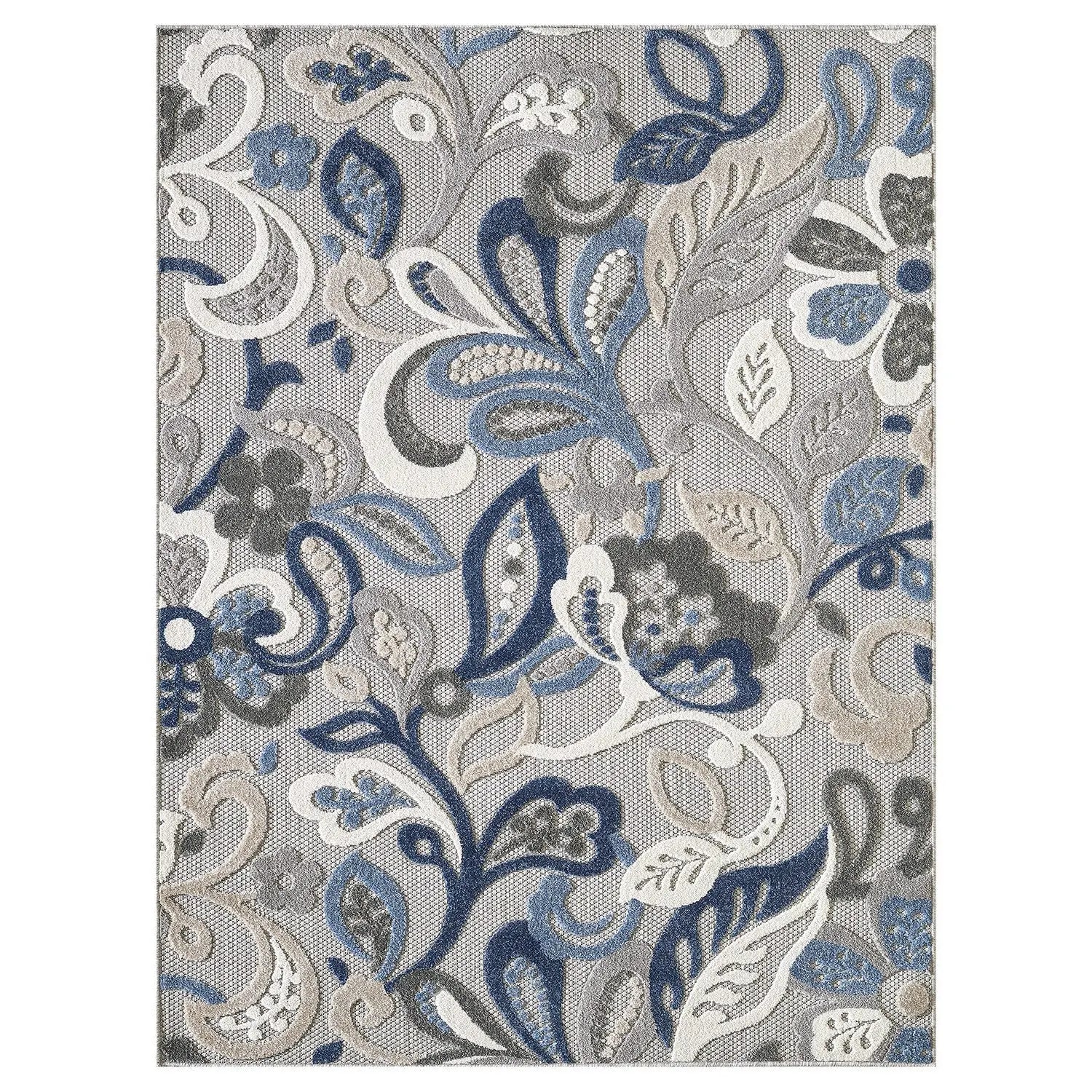 3' X 5' Blue And Gray Indoor Outdoor Area Rug Homeroots Outdoor