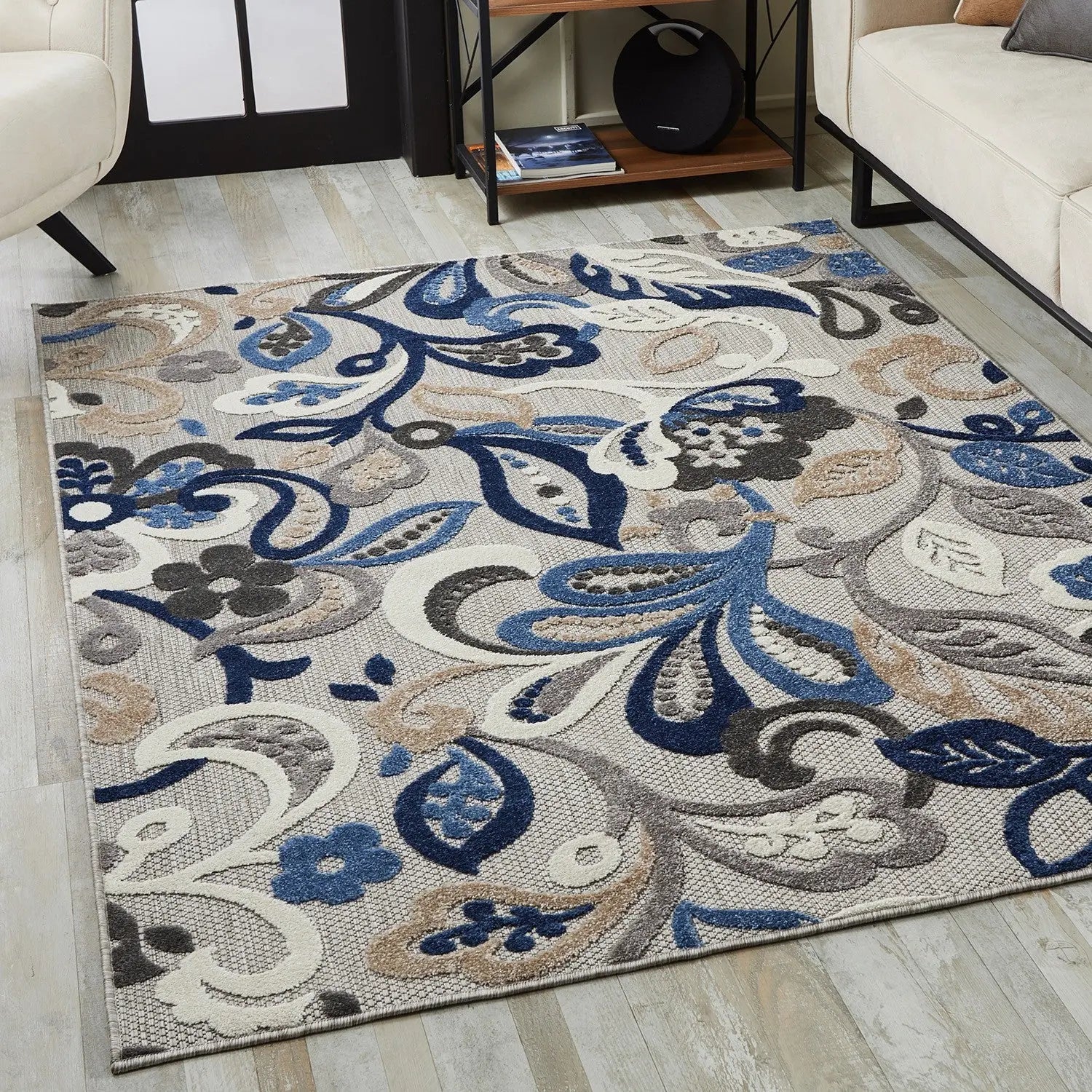 3' X 5' Blue And Gray Indoor Outdoor Area Rug Homeroots Outdoor
