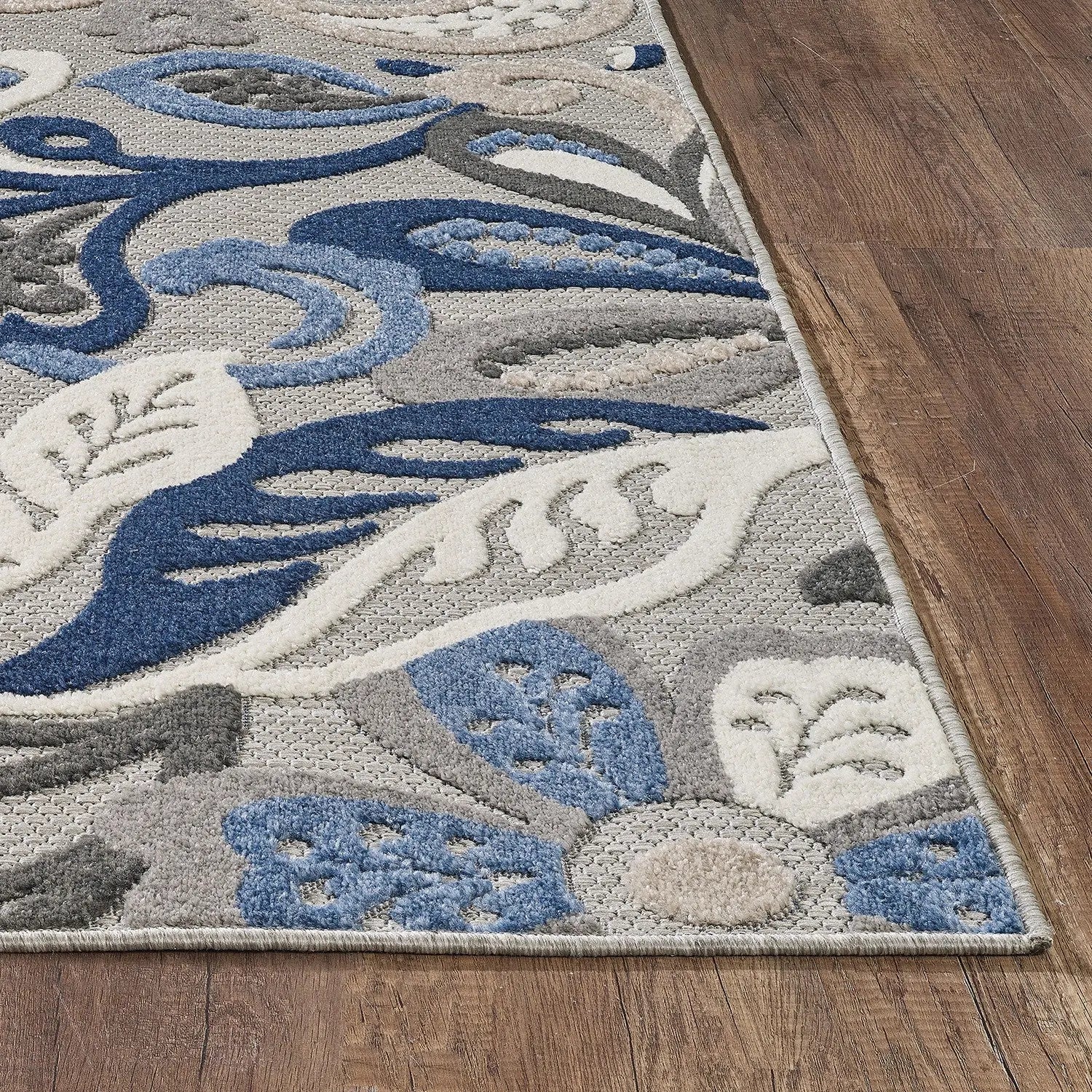 3' X 5' Blue And Gray Indoor Outdoor Area Rug Homeroots Outdoor