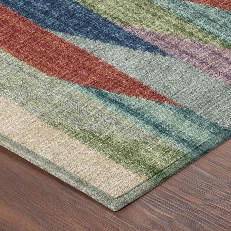 3' X 5' Blue And Gray Striped Washable Indoor Outdoor Area Rug Homeroots Outdoor