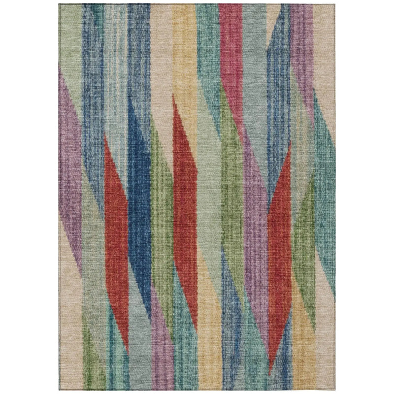 3' X 5' Blue And Gray Striped Washable Indoor Outdoor Area Rug Homeroots Outdoor