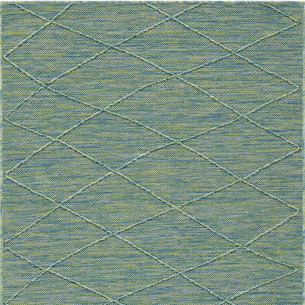 3' X 5' Blue And Green Geometric Indoor Outdoor Area Rug Homeroots Outdoor