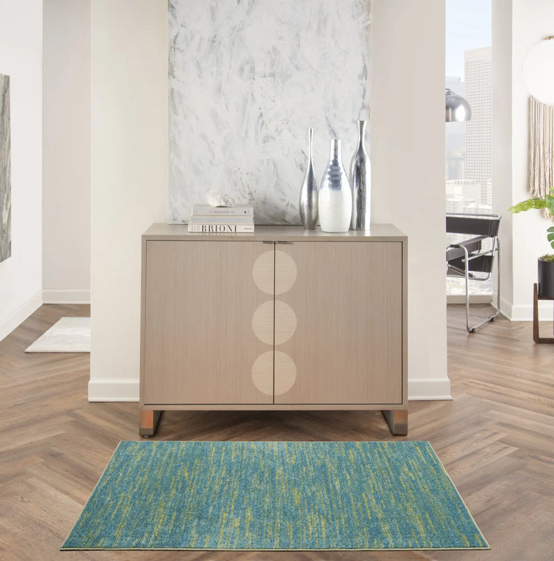 3' X 5' Blue And Green Indoor Outdoor Area Rug - GreatEagleInc
