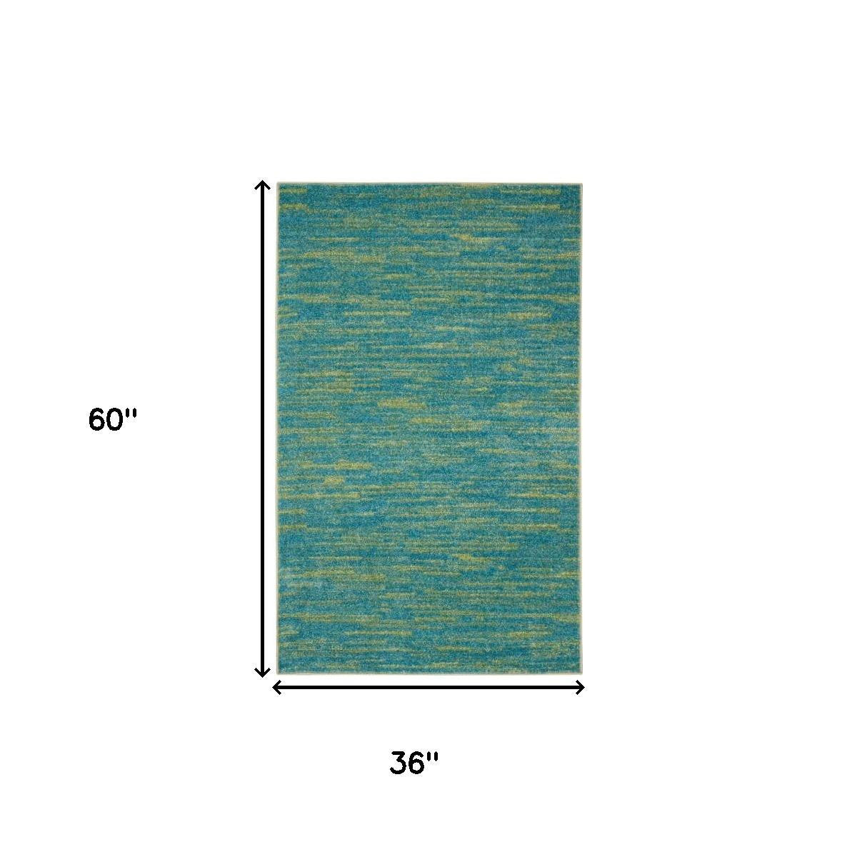 3' X 5' Blue And Green Indoor Outdoor Area Rug - GreatEagleInc