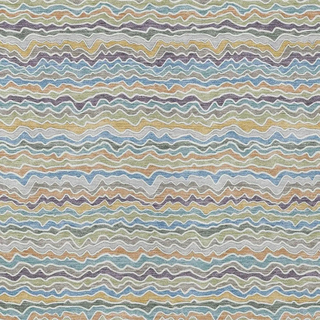 3' X 5' Blue And Green Striped Washable Indoor Outdoor Area Rug Homeroots Outdoor