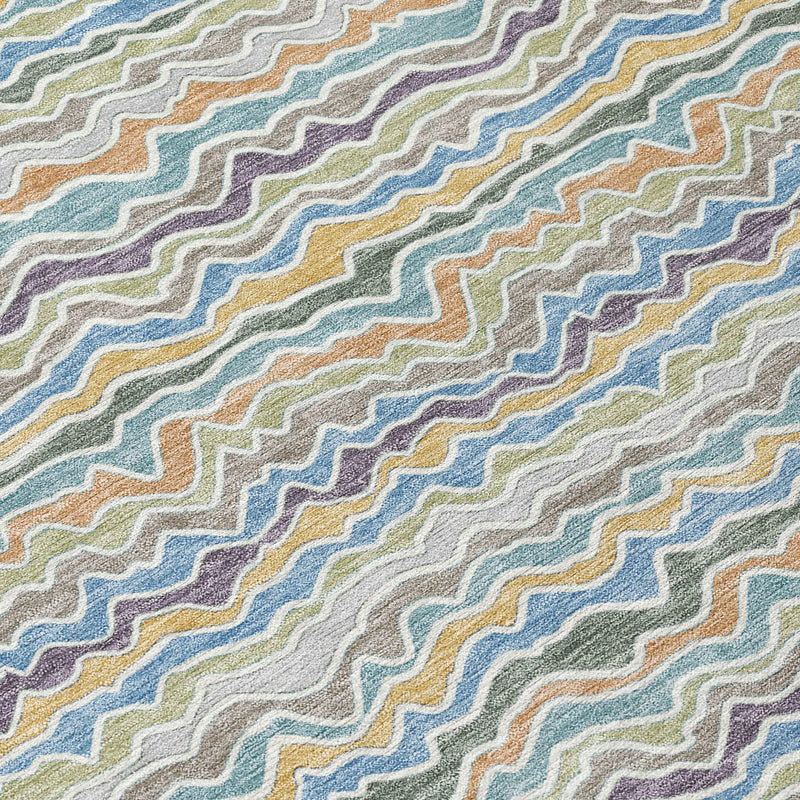 3' X 5' Blue And Green Striped Washable Indoor Outdoor Area Rug Homeroots Outdoor