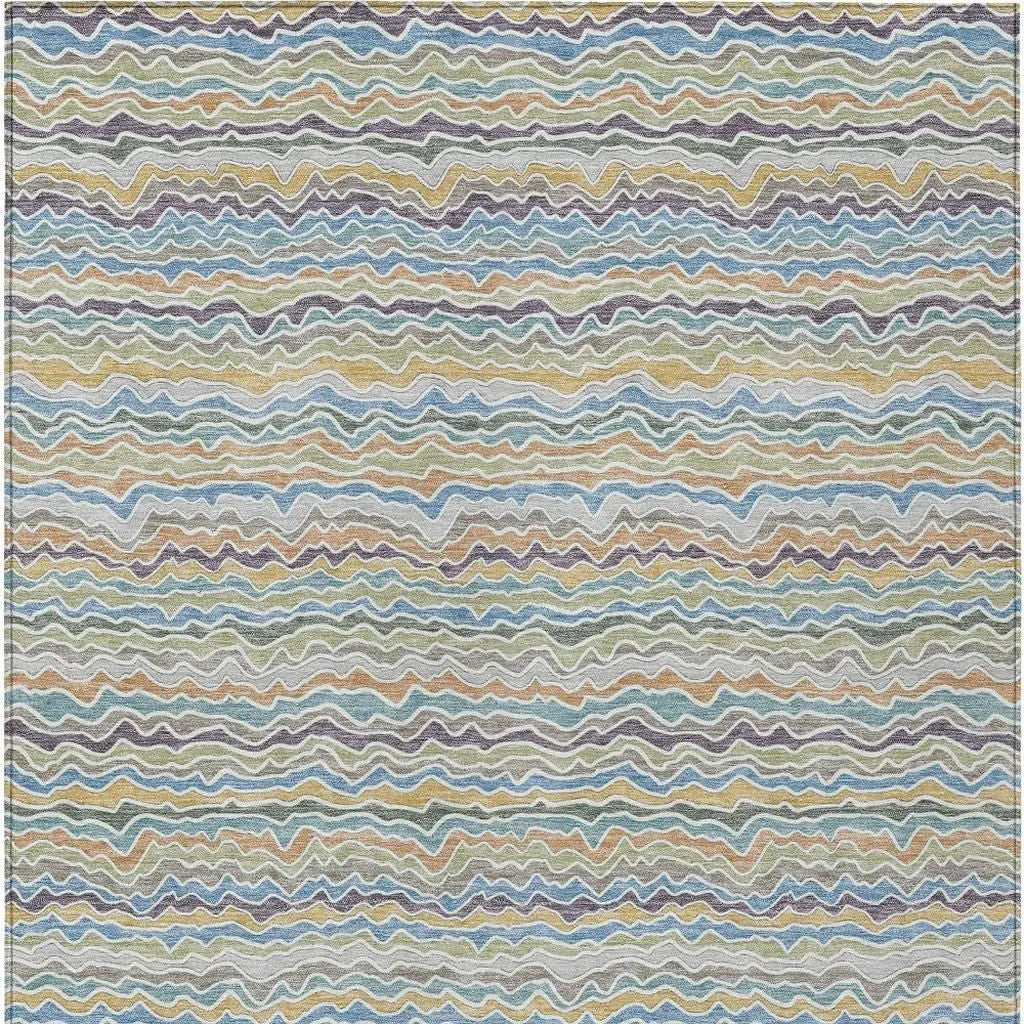 3' X 5' Blue And Green Striped Washable Indoor Outdoor Area Rug Homeroots Outdoor