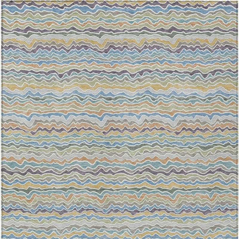 3' X 5' Blue And Green Striped Washable Indoor Outdoor Area Rug Homeroots Outdoor