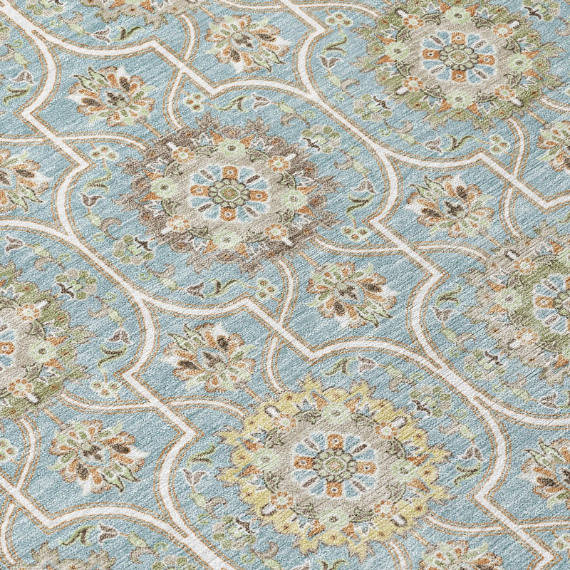 3' X 5' Blue And Ivory Floral Medallion Washable Indoor Outdoor Area Rug Homeroots Outdoor