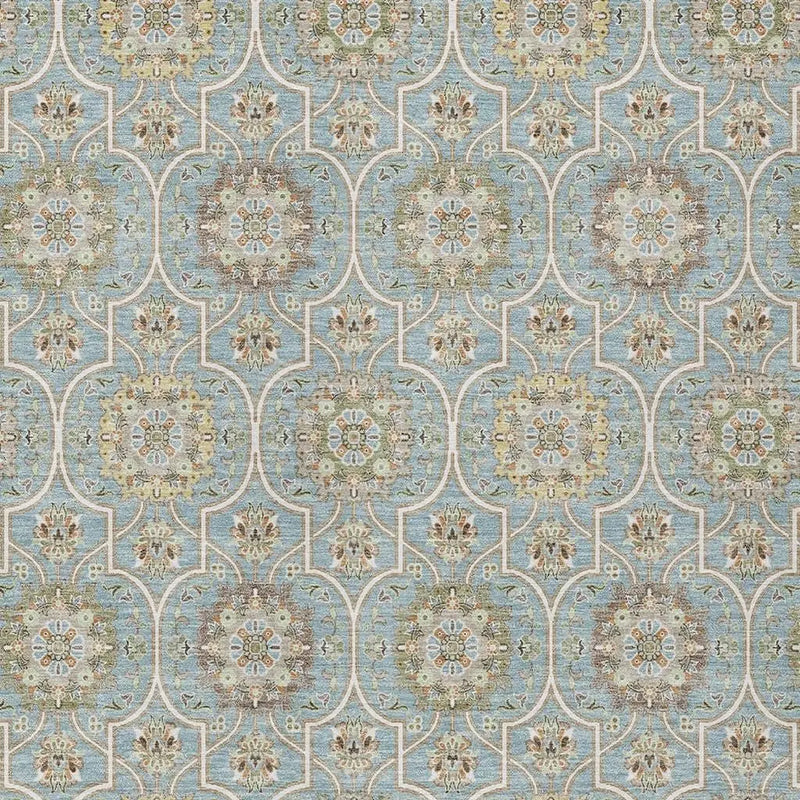 3' X 5' Blue And Ivory Floral Medallion Washable Indoor Outdoor Area Rug Homeroots Outdoor