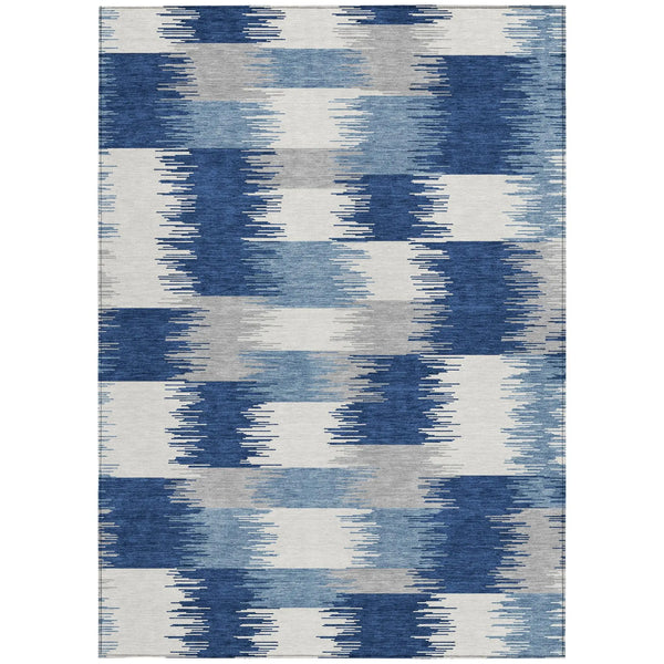 3' X 5' Blue And Ivory Geometric Washable Indoor Outdoor Area Rug Homeroots Outdoor