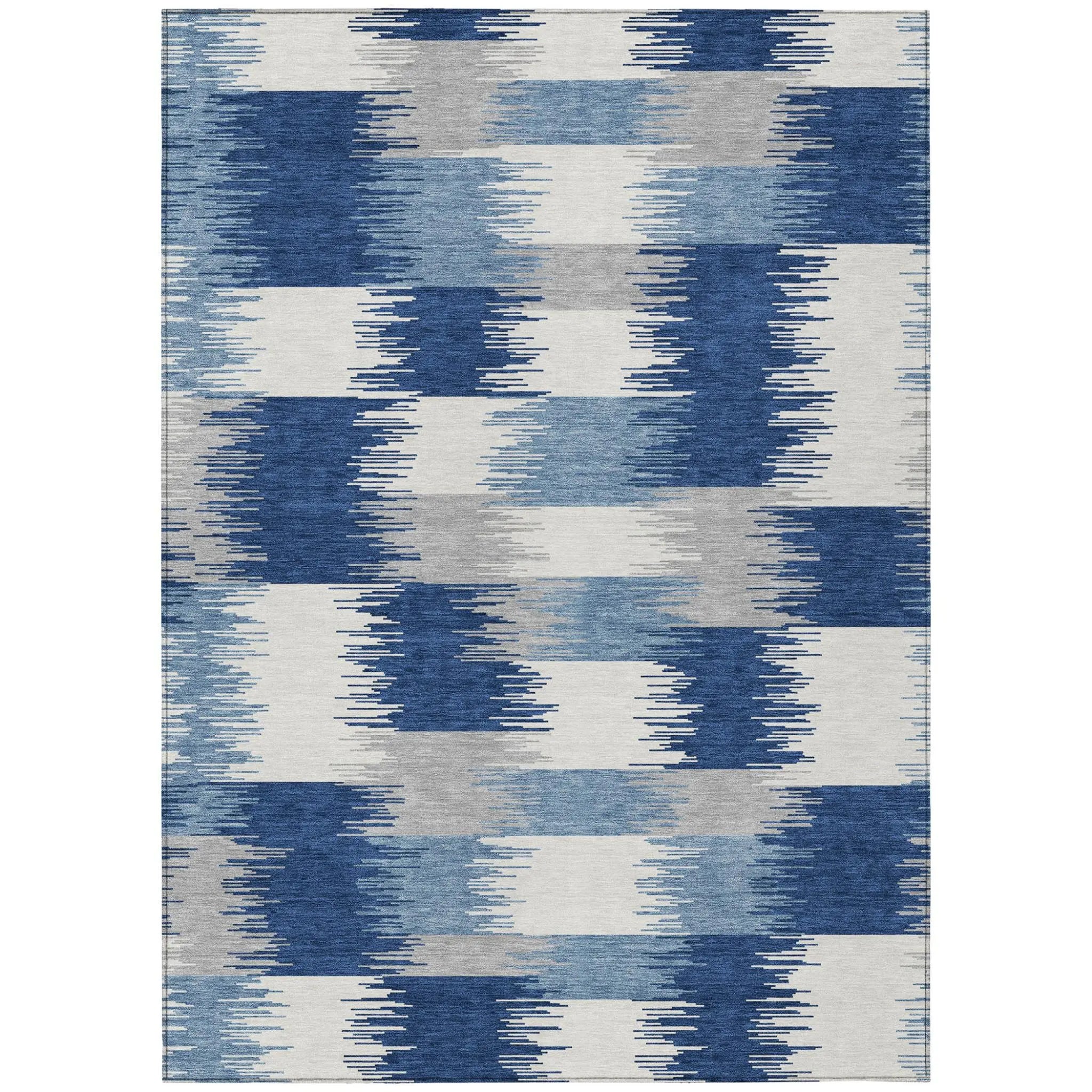3' X 5' Blue And Ivory Geometric Washable Indoor Outdoor Area Rug Homeroots Outdoor