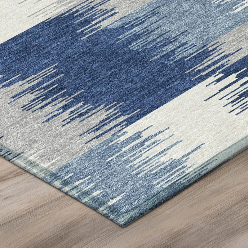 3' X 5' Blue And Ivory Geometric Washable Indoor Outdoor Area Rug Homeroots Outdoor