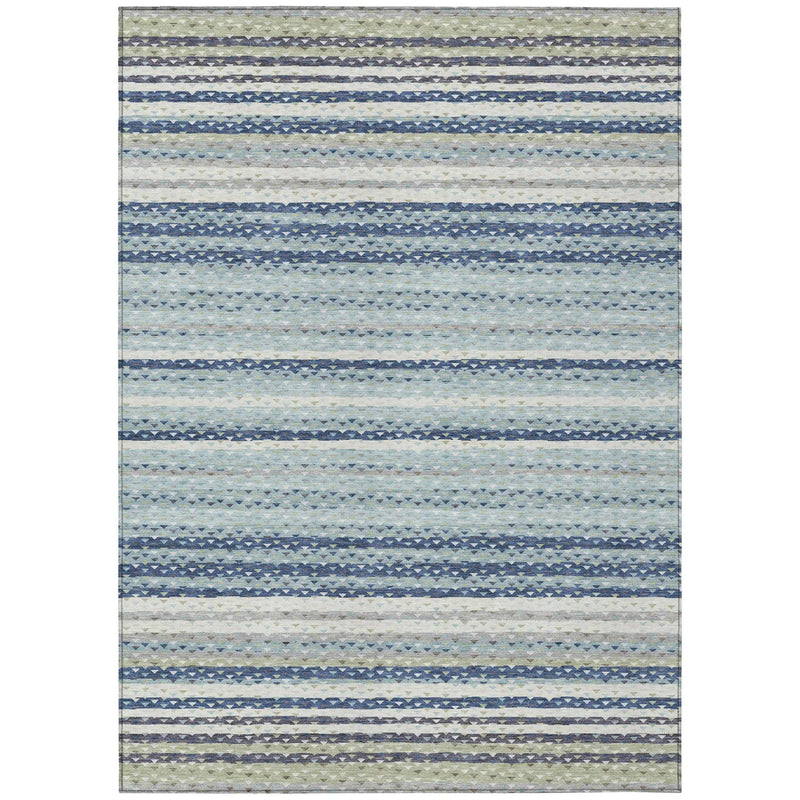 3' X 5' Blue And Ivory Striped Washable Indoor Outdoor Area Rug Homeroots Outdoor