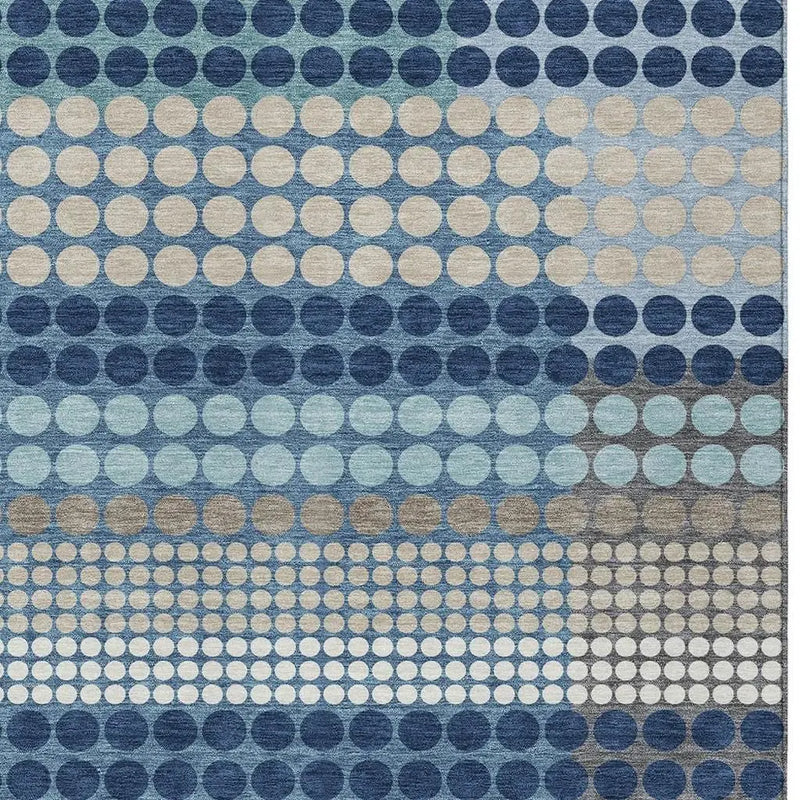 3' X 5' Blue And Navy Blue Geometric Washable Indoor Outdoor Area Rug Homeroots Outdoor