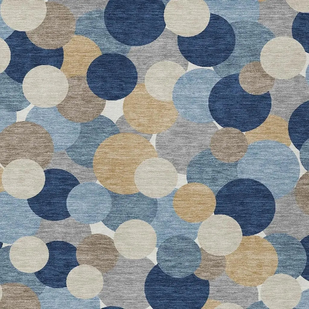 3' X 5' Blue And Navy Blue Geometric Washable Indoor Outdoor Area Rug Homeroots Outdoor
