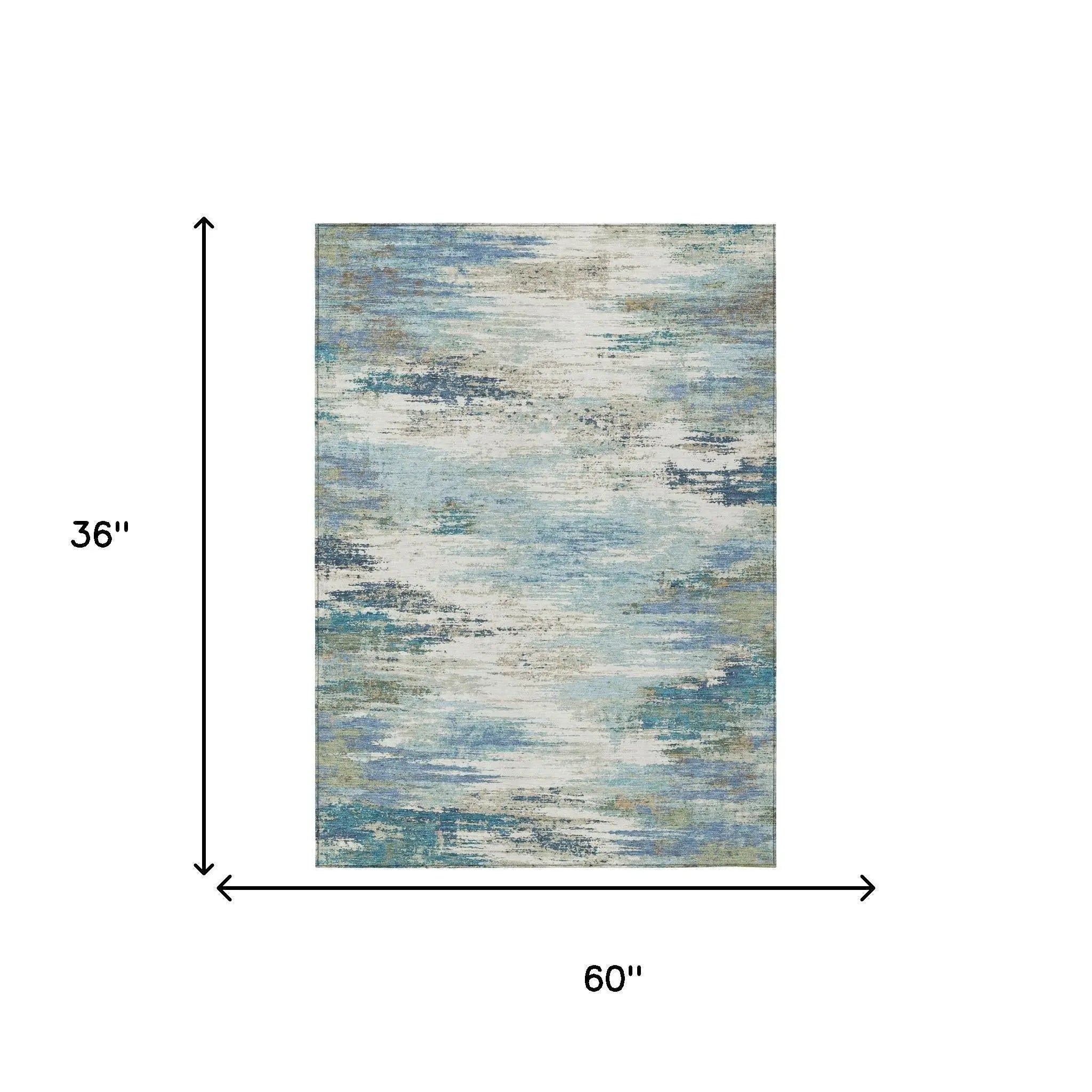 3' X 5' Blue And Pewter Abstract Washable Indoor Outdoor Area Rug Homeroots Outdoor