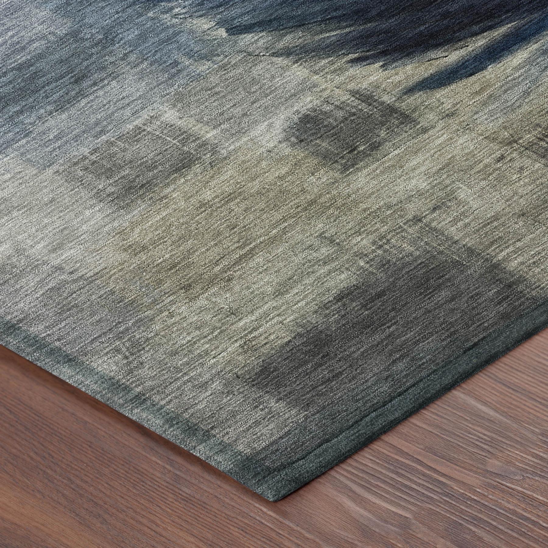 3' X 5' Blue And Pewter Botanical Leaves Washable Indoor Outdoor Area Rug Homeroots Outdoor