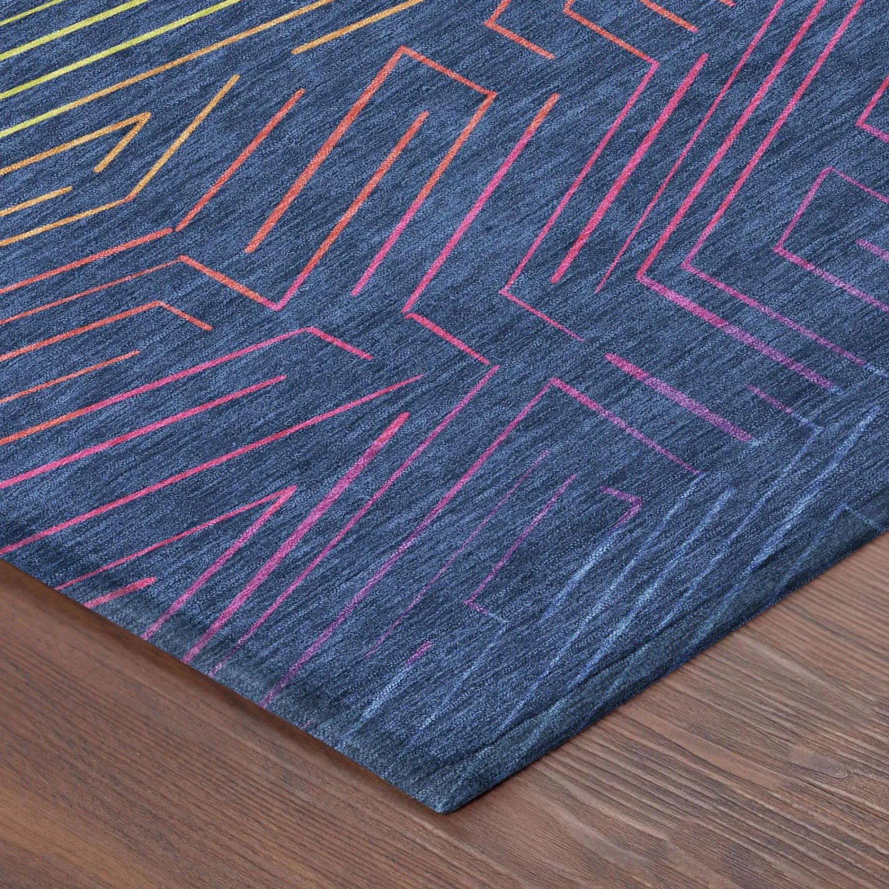 3' X 5' Blue And Purple Geometric Washable Indoor Outdoor Area Rug Homeroots Outdoor