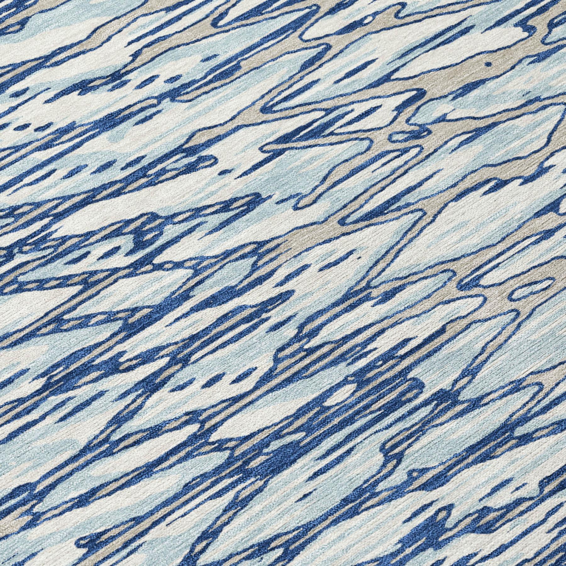 3' X 5' Blue And Silver Abstract Washable Indoor Outdoor Area Rug Homeroots Outdoor