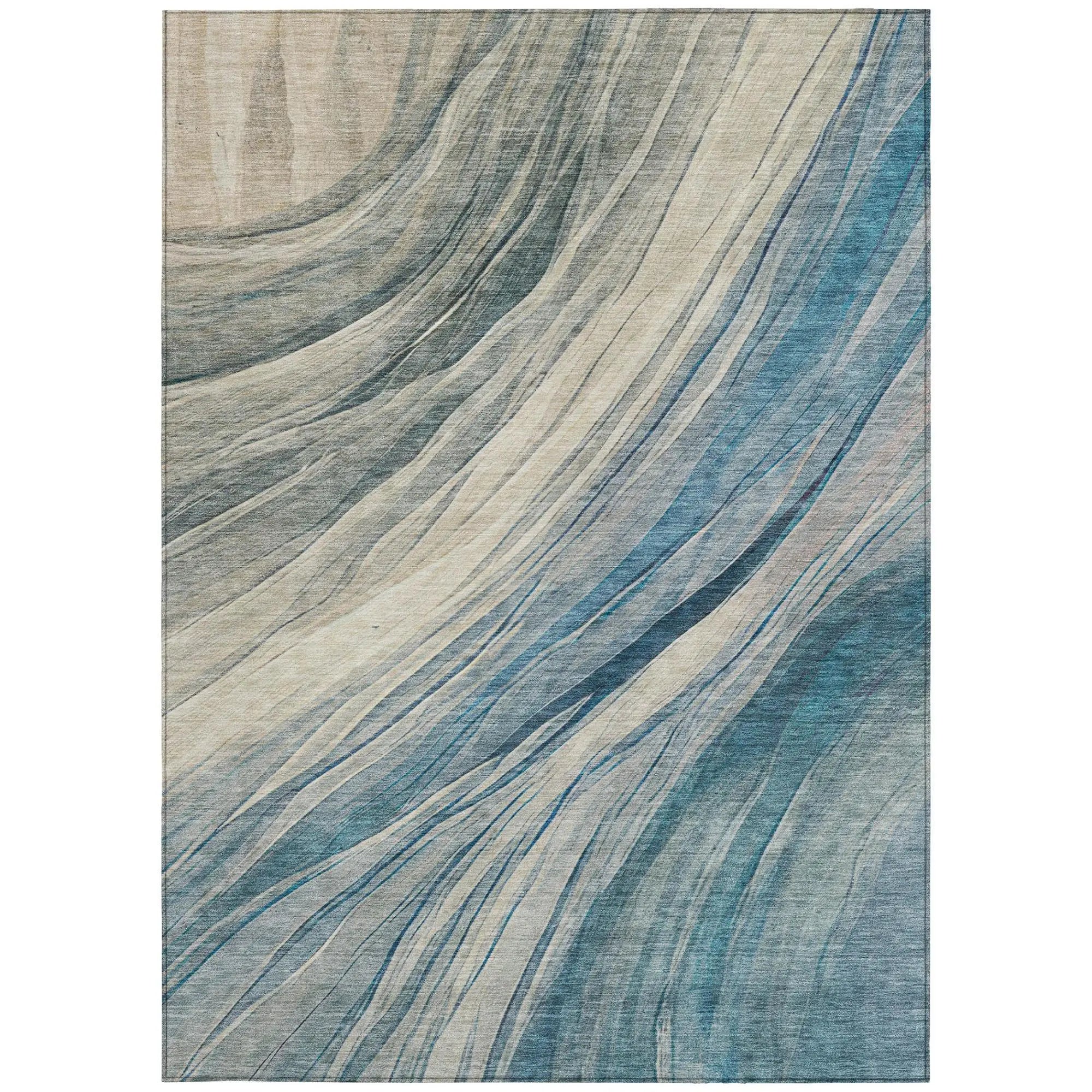 3' X 5' Blue And Silver Abstract Washable Indoor Outdoor Area Rug Homeroots Outdoor
