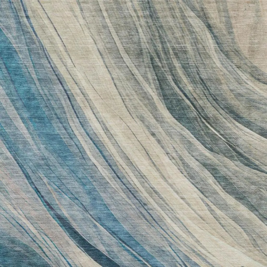 3' X 5' Blue And Silver Abstract Washable Indoor Outdoor Area Rug Homeroots Outdoor