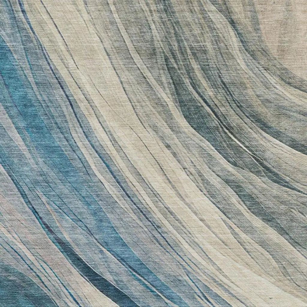 3' X 5' Blue And Silver Abstract Washable Indoor Outdoor Area Rug Homeroots Outdoor