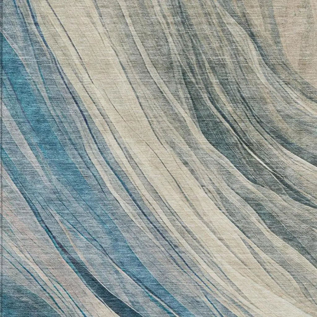 3' X 5' Blue And Silver Abstract Washable Indoor Outdoor Area Rug Homeroots Outdoor