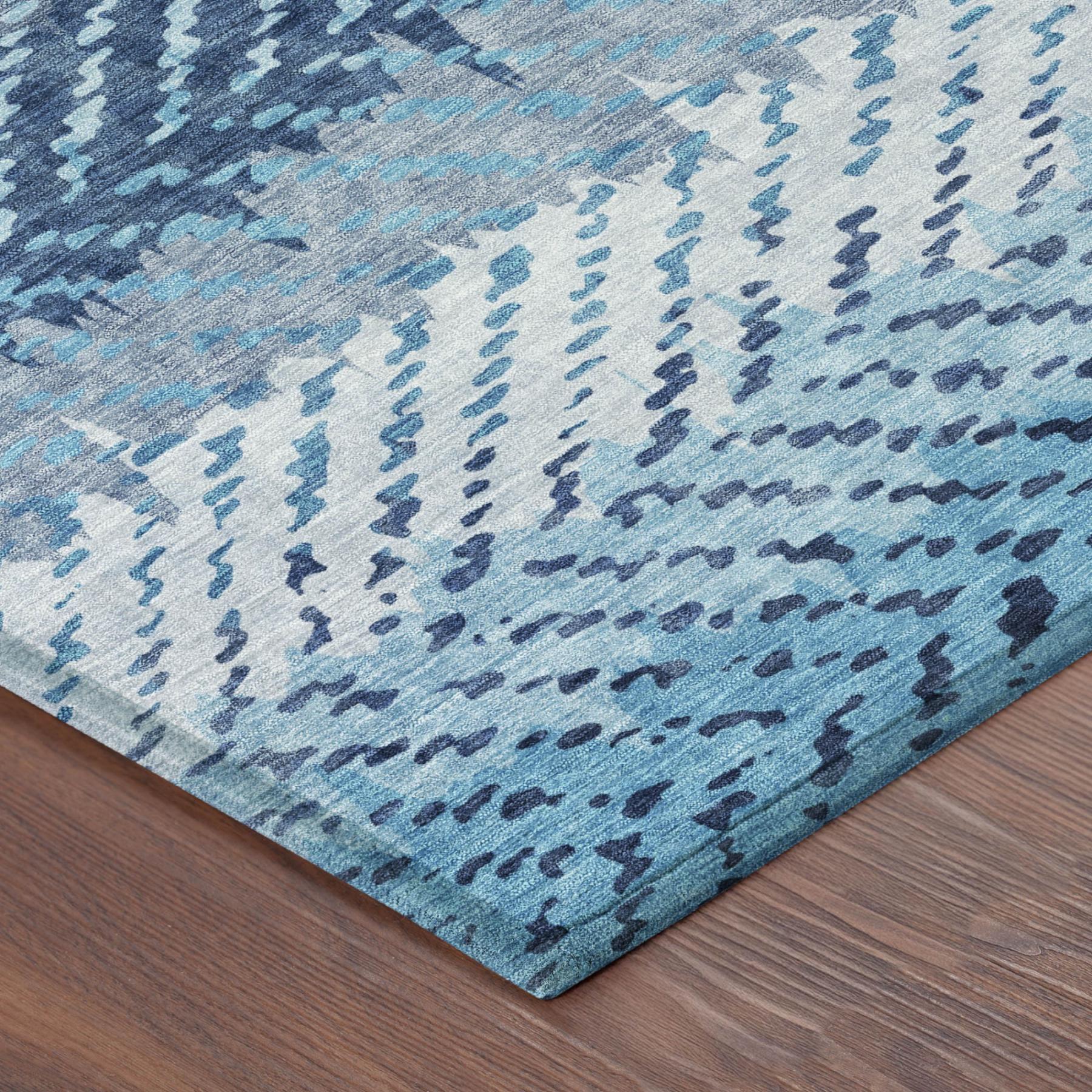 3' X 5' Blue And Teal Blue Striped Washable Indoor Outdoor Area Rug Homeroots Outdoor