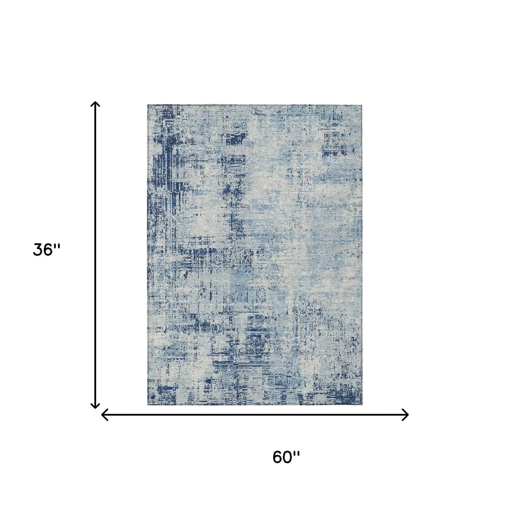 3' X 5' Blue And Wheat Abstract Washable Indoor Outdoor Area Rug Homeroots Outdoor