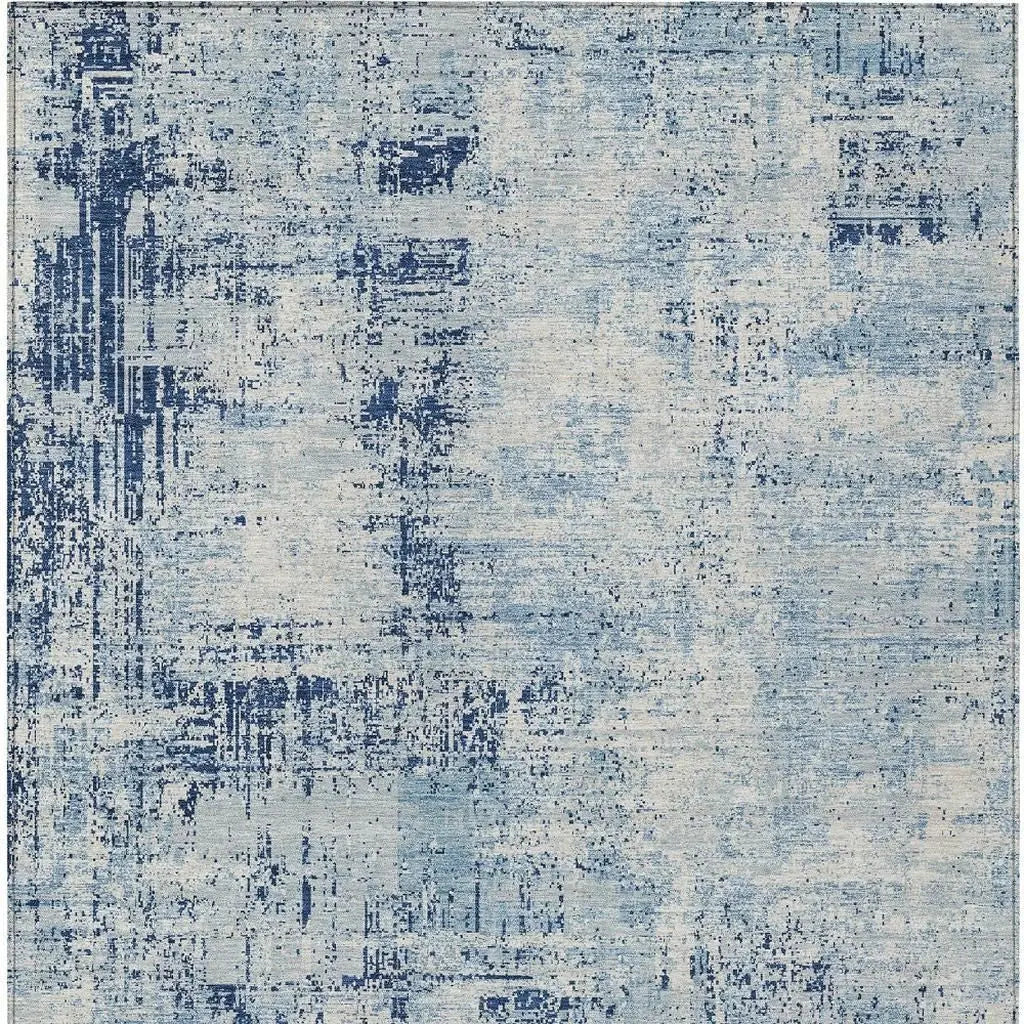3' X 5' Blue And Wheat Abstract Washable Indoor Outdoor Area Rug Homeroots Outdoor