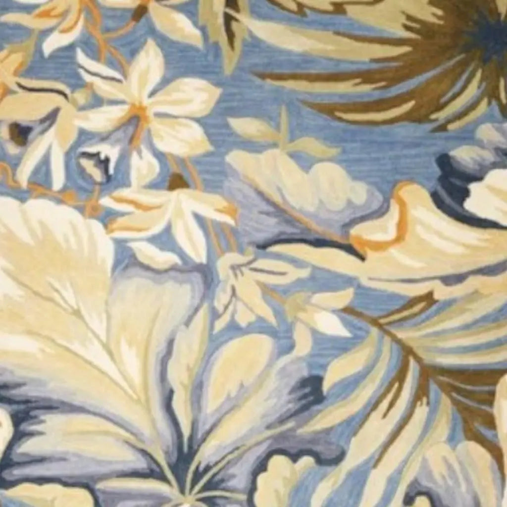3' X 5' Blue Beige And Green Wool Tropical Botanical Hand Tufted Area Rug Homeroots Home Decor