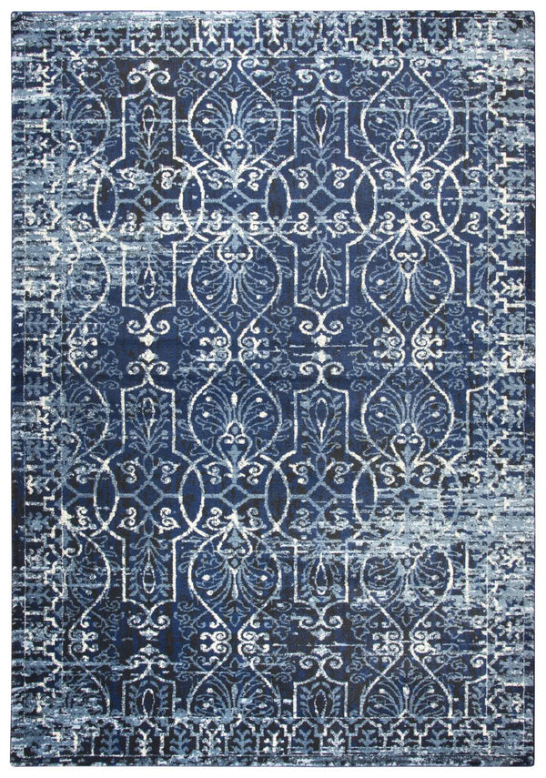 3' X 5' Blue Ivory Light Blue And Black Trellis Area Rug Homeroots Home Decor