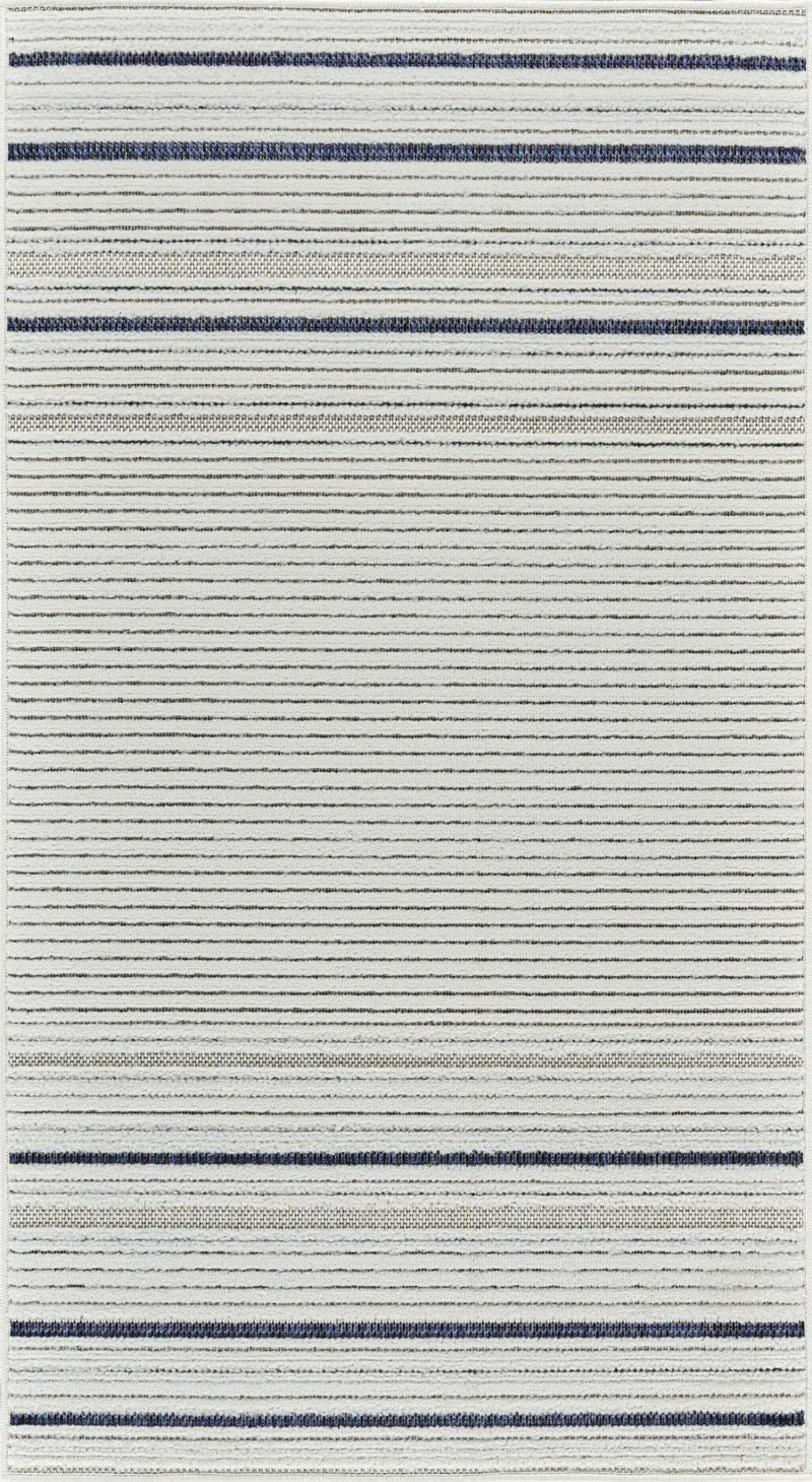 3' X 5' Blue and Cream Striped Distressed Indoor Outdoor Area Rug Homeroots Outdoor