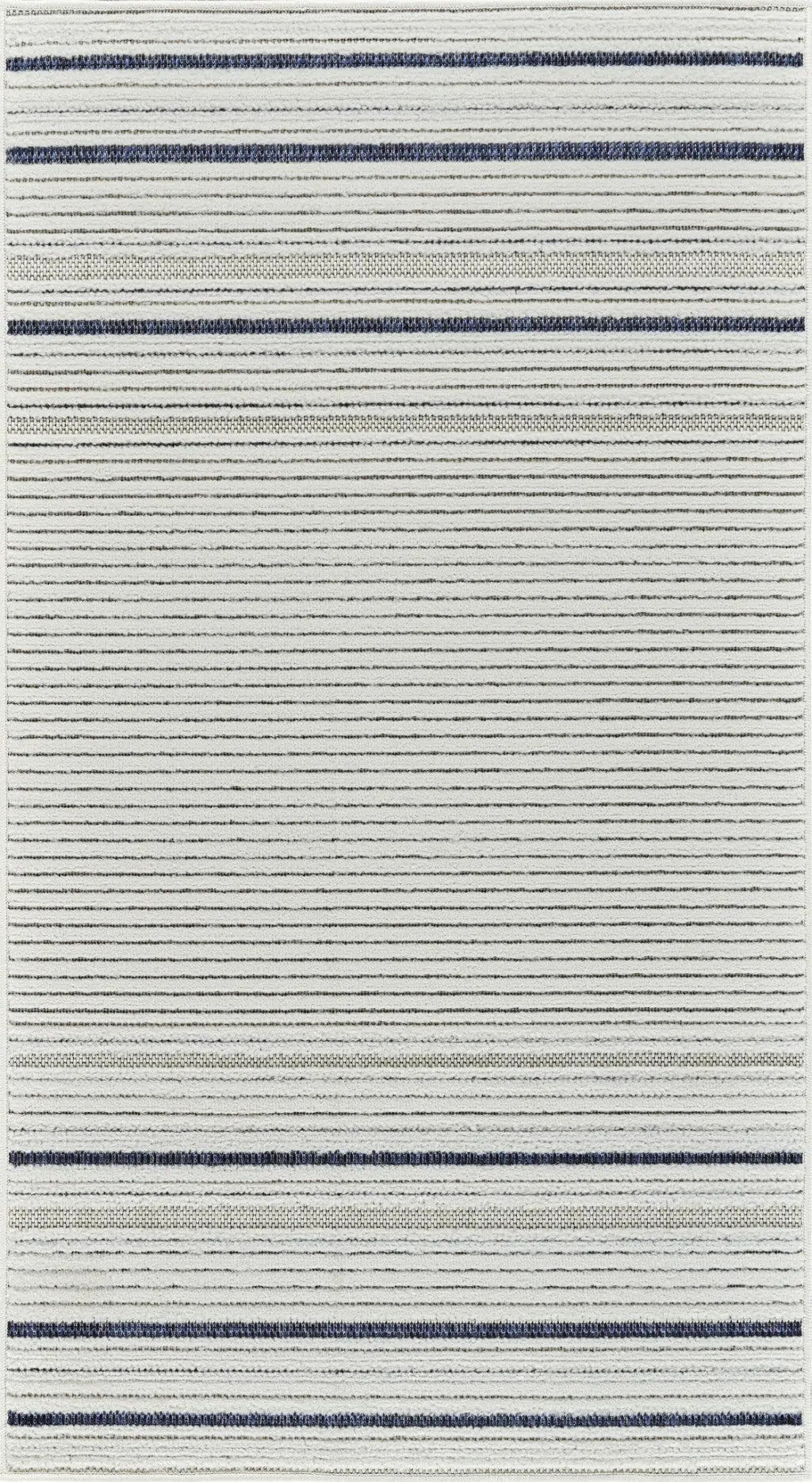 3' X 5' Blue and Cream Striped Distressed Indoor Outdoor Area Rug Homeroots Outdoor