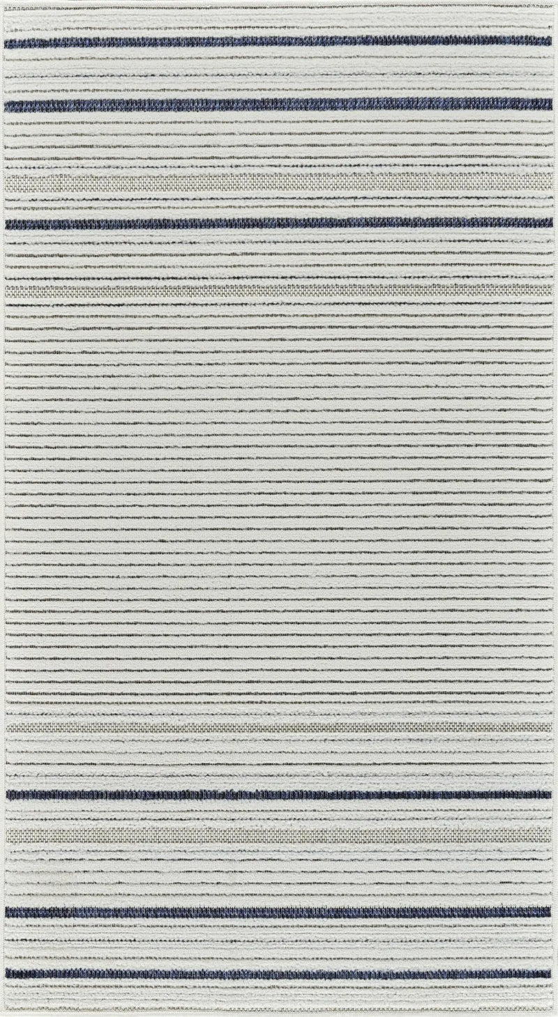3' X 5' Blue and Cream Striped Distressed Indoor Outdoor Area Rug Homeroots Outdoor