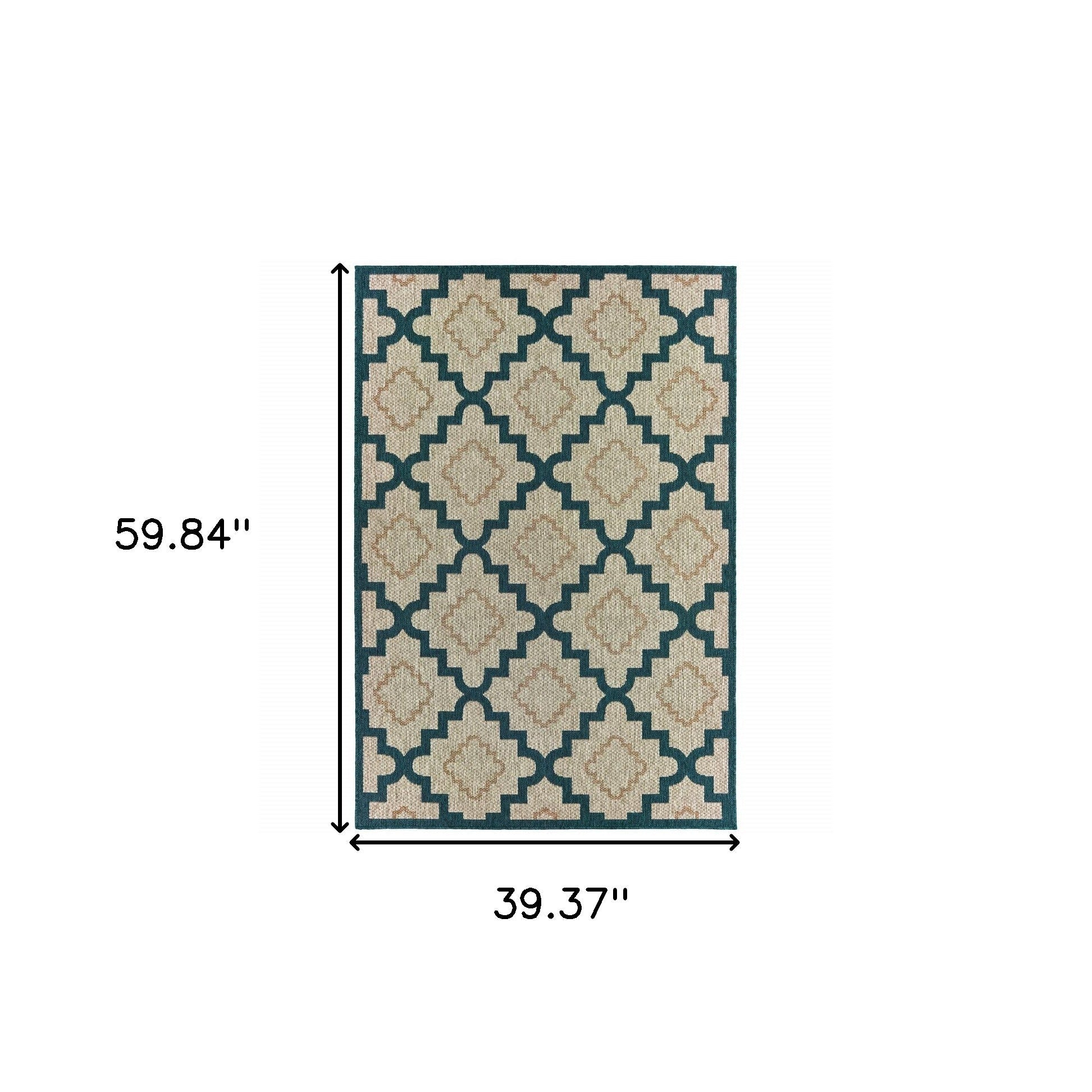3' X 5' Blue and Gray Geometric Stain Resistant Indoor Outdoor Area Rug Homeroots Outdoor